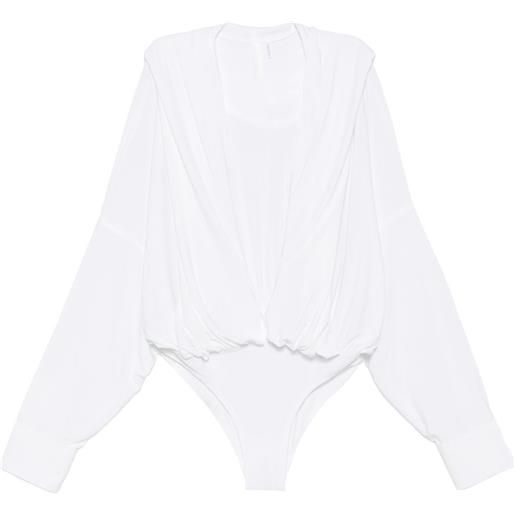 Norma Kamali body con maniche drappeggiate - bianco