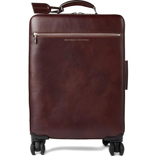 Brunello Cucinelli valigia in pelle con ruote - rosso