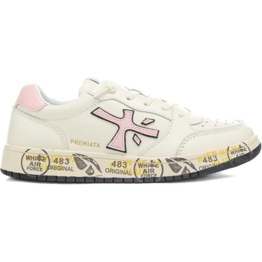 Premiata sneakers da bambina marc con dettagli a contrasto colore bianco rosa