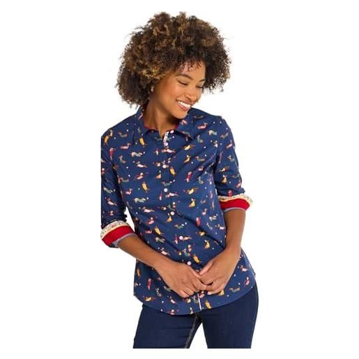 Joe Browns cotton sausage dog shirt camicia, marina militare, 44 donna