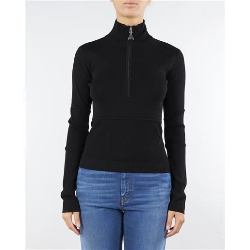 PATRIZIA PEPE dolcevita nero a costine in maglia