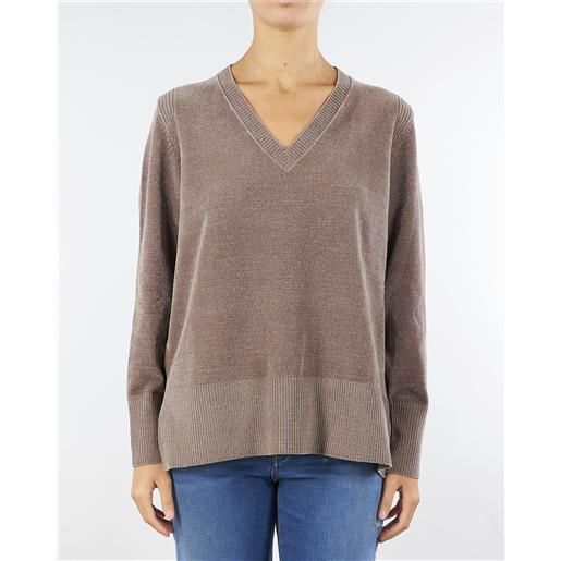RRD maglia tortora velvet vent v-neck wom knit