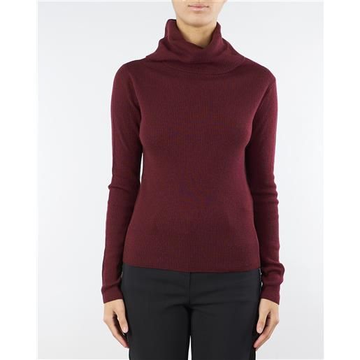 MARELLA maglia aderente bordeaux con collo ad anello