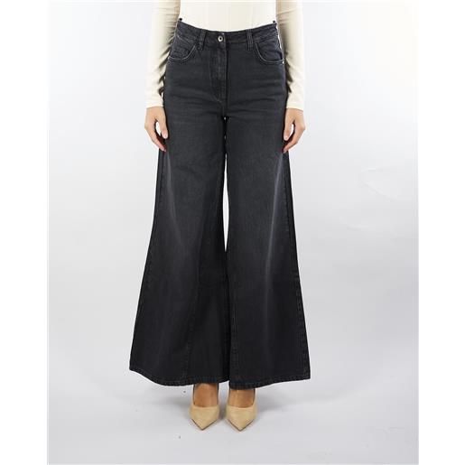 PATRIZIA PEPE jeans nero wide leg a vita bassa
