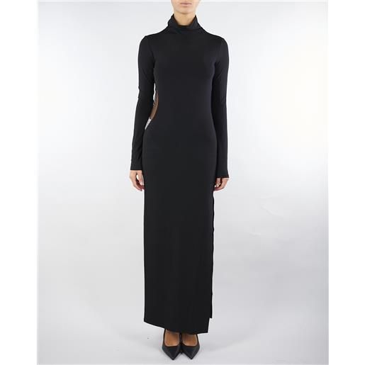 PATRIZIA PEPE abito lungo nero a collo alto con strass