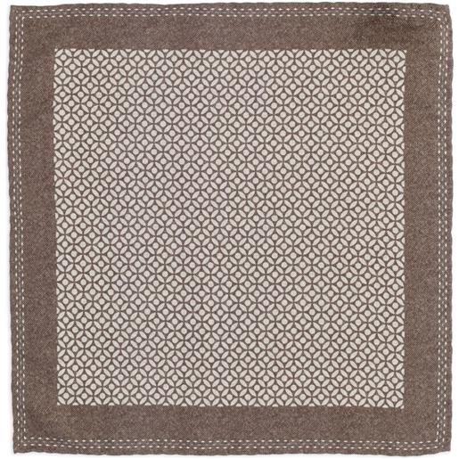 Brunello Cucinelli fazzoletto da taschino con stampa geometrica - marrone