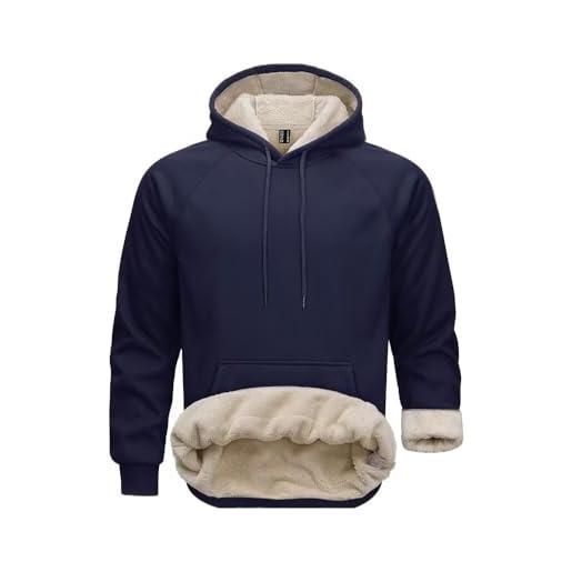 PrimeCrest felpa uomo con cappuccio pile invernale termica pullover hoodie calda felpe maglione imbottita cotone felpata casual lavoro sherpa manica lunga grigio m