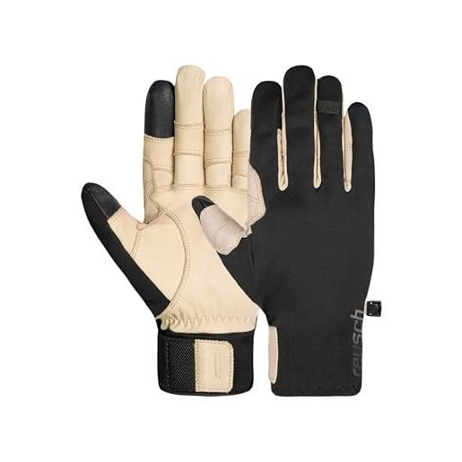 Reusch track-x touch-tec guanti unisex per uso quotidiano - guanti da donna e uomo con softshell, pelle bovina, funzione touch screen, antivento, idrorepellenti, impugnatura rinforzata