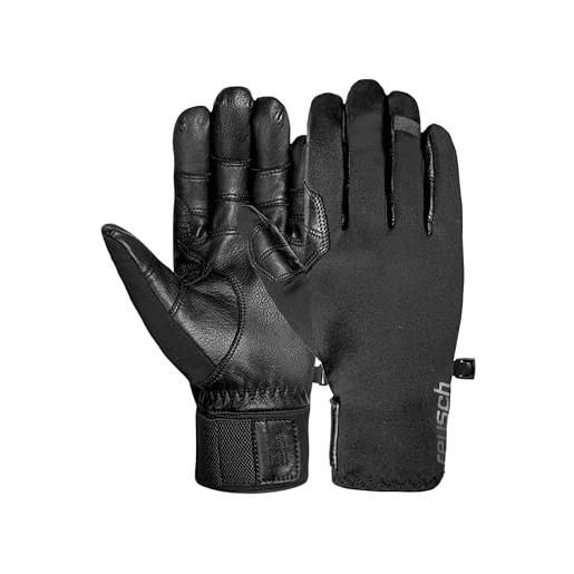 Reusch track-x touch-tec guanti unisex per uso quotidiano - guanti da donna e uomo con softshell, pelle bovina, funzione touch screen, antivento, idrorepellenti, impugnatura rinforzata
