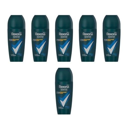 Rexona men nonstop protection anti transpirant deo roll-on cobalt dry con 72 ore di protezione contro sudore e odore corporeo 50 ml