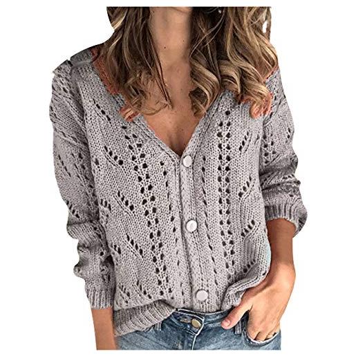 Cocila maglione cardigan monopetto con scollo a v solido da donna giacca di lana (grey s) giacca di jeans imbottita donna smanicato imbottito giacchino ecopelle cappottino invernale corto