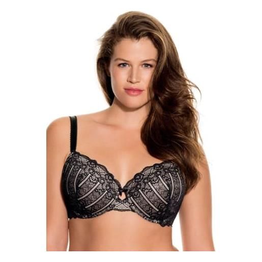 Dorina celine reggiseno donna coppe modellate con ferretto, design in pizzo floreale e ali u-back per supporto, nero