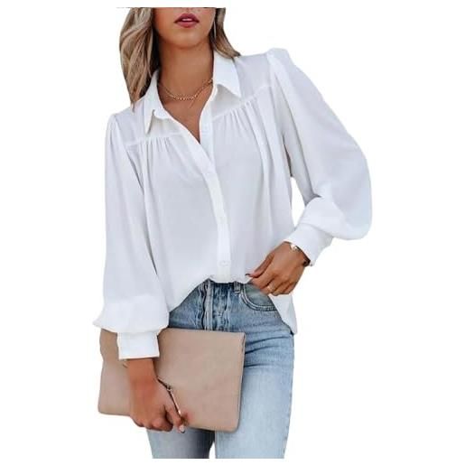 Br. Oleo camicia da donna in raso di chiffon pieghettato alla moda camicia a tunica a maniche lunghe con palloncino camicia in chiffon lucido top da festa casual camicetta da ufficio casua