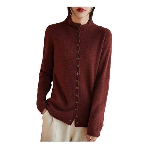 Jegsnoe cardigan da donna lavorato a maglia in lana autunno inverno caldo moda lavorato a maglia a maniche lunghe cardigan maglione, bordeaux, xl