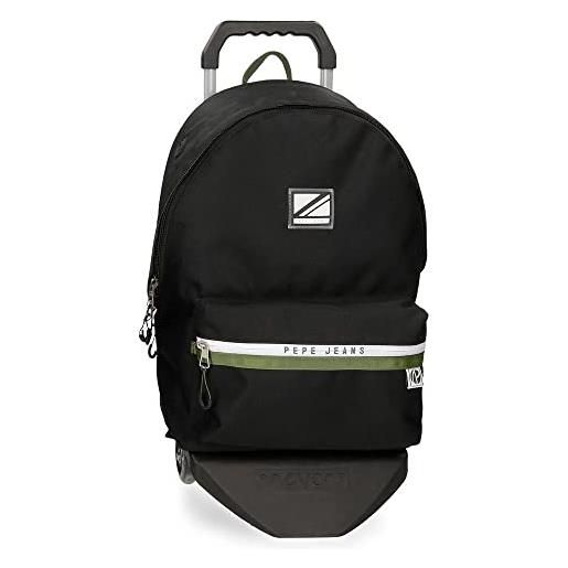 Pepe Jeans luca zaino per portatile doppio scomparto con carrello 15,6 nero 31 x 44 x 15 cm poliestere 23,87 l, nero, zaino per portatile doppio scomparto con carrello