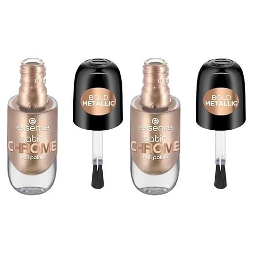 Essence cosmetics satin chrome smalto unghie, coprenza, risultato immediato, ultra pigmentato, metallica, 8 ml (confezione da 2)