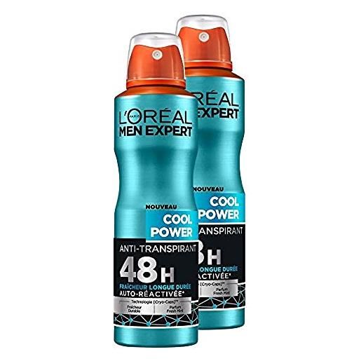 L'Oréal Paris men expert l'oréal men expert - deodorante spray cool power, da uomo, 2 pezzi