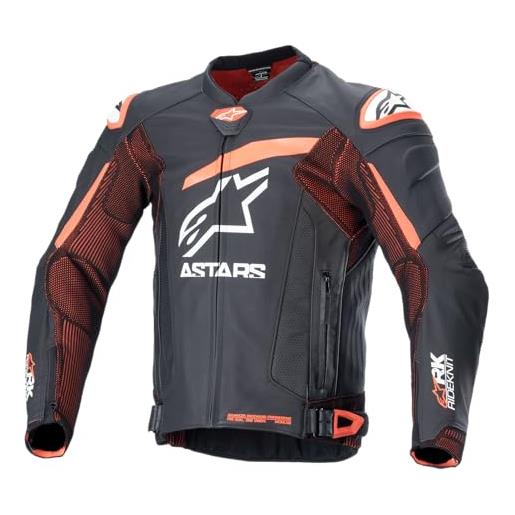 Alpinestars gp plus r v4 rideknit giacca da moto da uomo in pelle da strada - nero/rosso fluo/bianco/52