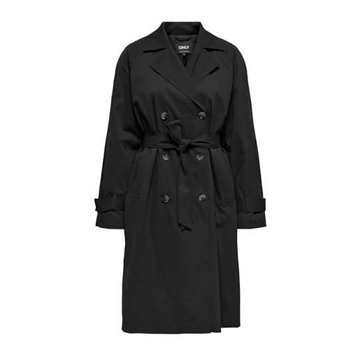 ONLY onlorchid life quilt long trenchcoat otw trench, nero, m donna