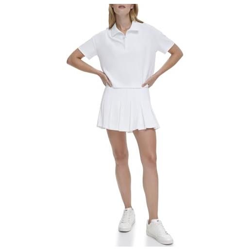 DKNY tech pique-polo a maniche corte, bianco, xs donna