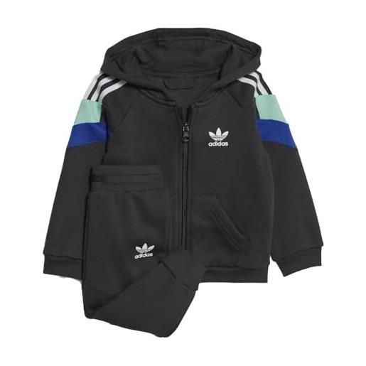 adidas set tuta da ragazzo nero con cappuccio set, nero , 6 months