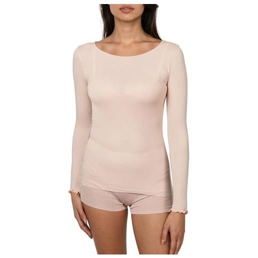 EGI maglia donna manica lunga modal cashmere colletto plissé elegante calda comoda made in italy, art. 5140 (it, testo, s, m, regular, regular, nero)
