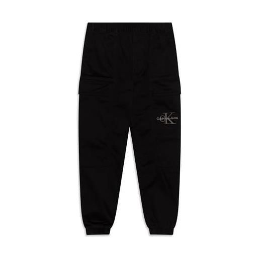 Calvin Klein jeans pantalone cargo nero con logo ricamato (it, età, 16 anni, regular, standard, nero)