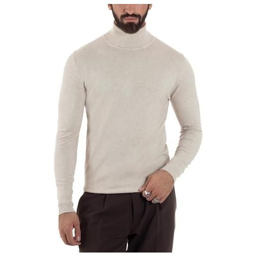 Giosal maglioncino uomo collo alto maglia rasata dolcevita basic vari colori (it, testo, s, regular, regular, blu)