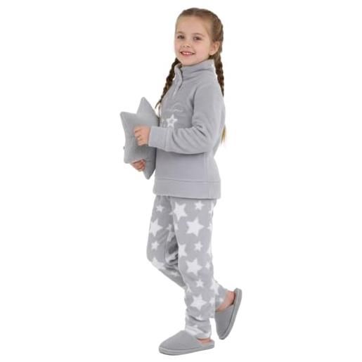 Viterbo Biancheria pigiama bimba bambina in coral lwk00105 (2810) manica lunga (grigio chiaro, 5/6 anni)
