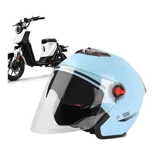 Renopfect casco per adulti con doppia visiera, casco da moto, casco da moto aperto della testa 56-62cm casco da scooter uomo caschi retrò 3/4 con visiera per donne caschi ciclomotori leggeri per uomini caschi a