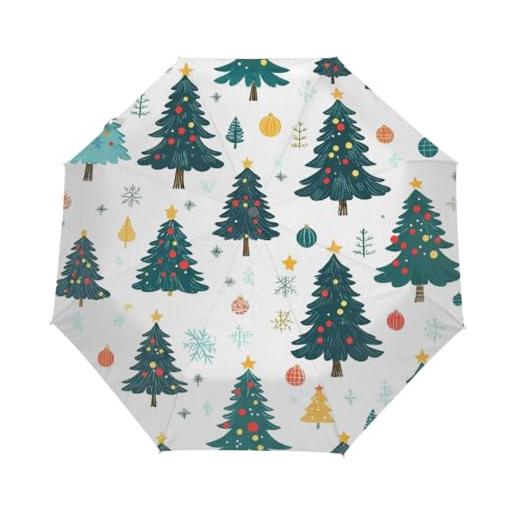 Mexpekil ombrello compatto da viaggio con stampa albero di natale resistente antivento pieghevole automatico protezione uv sole pioggia ombrelli