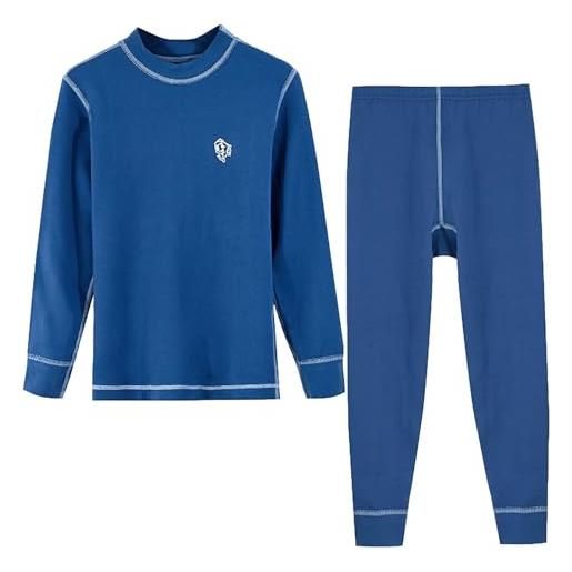 Jamron bambini set intimo termico in cotone ragazzi ragazze inverno maglia intima termica e pantaloni termici per 4-5 anni blu navy