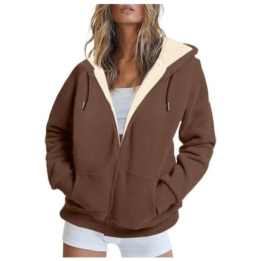 Generic parka cappotto da donna imbottito caldo giacca da donna in lana spessa cerniera giacca invernale casual per l'inverno indoor outdoor outwear, caff, xl