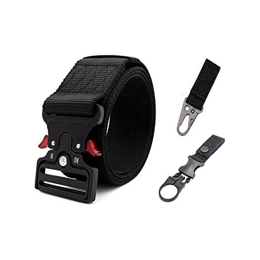 Mooybay cintura tattica militare in nylon larga 5,0 cm, cintura in tela intrecciata a sgancio rapido da uomo, adatta per l'allenamento all'aperto, 145