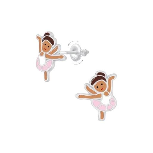 Générique orecchini da bambina ballerina in argento 925 con chiusura a vite sicura - gioiello ipoallergenico senza nichel e piombo - regalo originale per piccole ballerine
