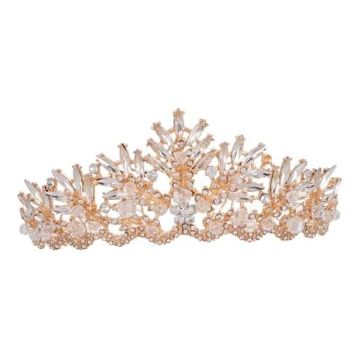 WRITWAA fascia d'oro diademi nuziali per la sposa di compleanno acconciatura sposa nuziale barocca copricapo a accessorio per sposa metallo golden