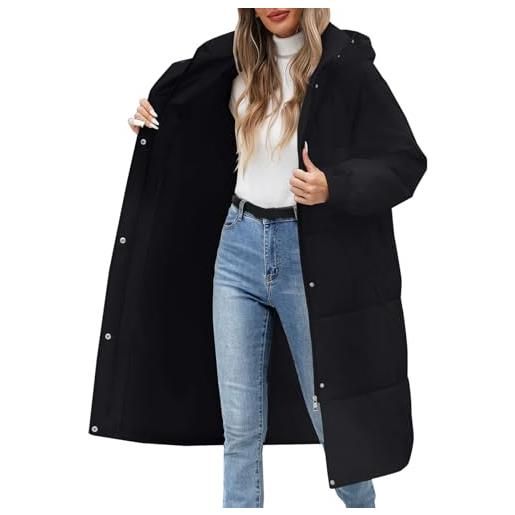 MJGkhiy piumino donna lungo con cappuccio invernale elegante piumini con zip leggero caldo parka con tasche curvy antivento cappotto trapuntato casual cappotti lunghi comodo giubbotto lunghe