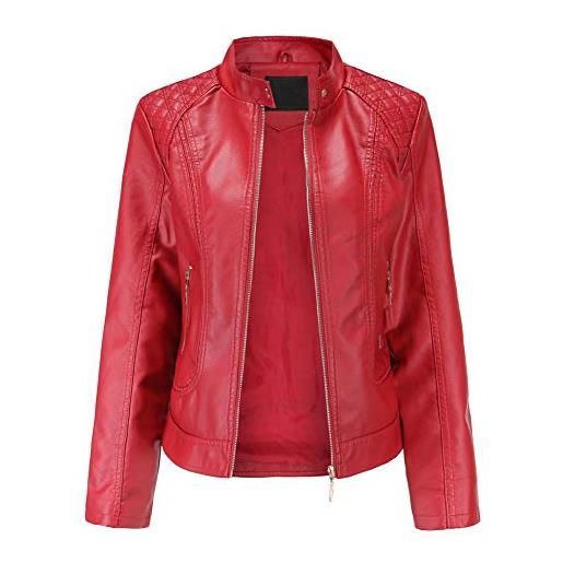 DR200 Giacca In Pelle Da Moto Classica Per Donna: DR200 In Pelle Di Pecora, Colore Rosso - 2
