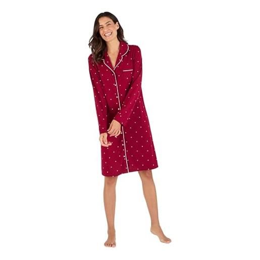 Damart - camicia da notte con bottoni thermolactyl donna rosso stampato taglia 38-40 (s)