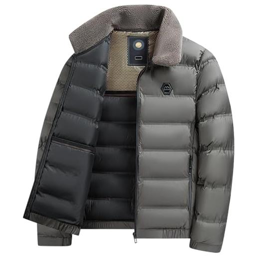 Suncadmious piumino da uomo con risvolto invernale, giacca invernale calda e leggera giacca invernale leggera calda e soffice per la corsa e i viaggi (kaki, 5xl)