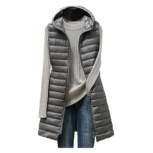 Generico piumino lungo donna con cappuccio offerta cappotto imbottito in cotone giacca impermeabile antivento senza maniche giubbotto invernale caldo gilet donne smanicato trapuntato cappotto viaggio nuova