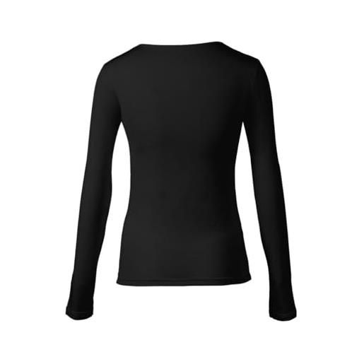 Cotonella 3 pezzi maglia girocollo 3503 manica lunga caldo cotone, cotone caldo donna nero xxl