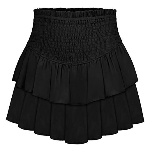 Artykey donna vita alta volant mini gonna pieghe estate elegante pantaloncini gonna corta casual sexy gonne di novità a strati l