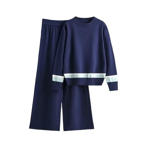 Generico completo maglia e pantaloni donna taglie forti comode tuta in maglia set 2 pezzi leggera elegante maglione a maniche lunghe pullover e pantalone completo casa curvy casual completi anziana calda