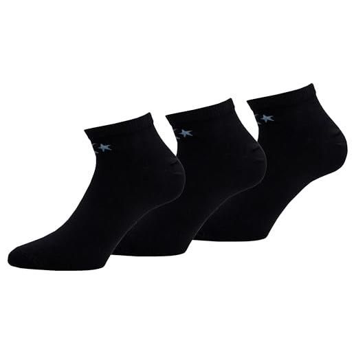 Converse 3 paia calze low cut - lunghezza caviglia - cucitura punta liscia - cotone - unisex (nero, 35-38)
