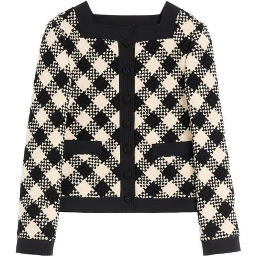 Valentino Garavani blazer a scacchi in tweed con bordi a contrasto - nero