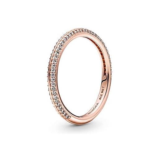 PANDORA me anello con pavé placcato in oro rosa 14k con zirconi cubici trasparenti, 50