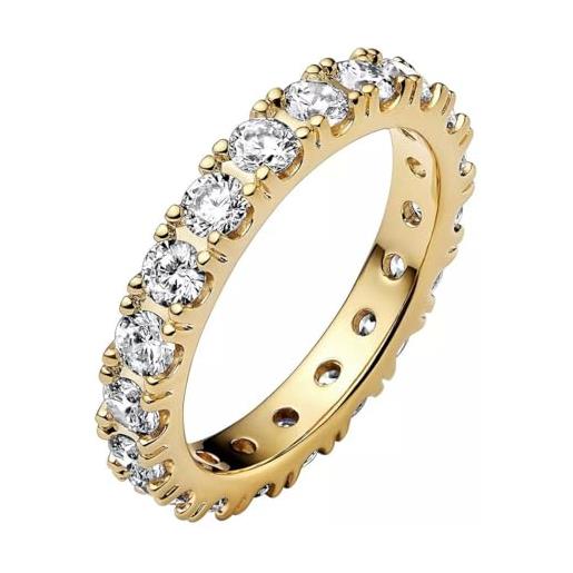 PANDORA timeless anello con fila di brillanti eternity placcato in oro 14 k con zirconia cubica trasparente, 60