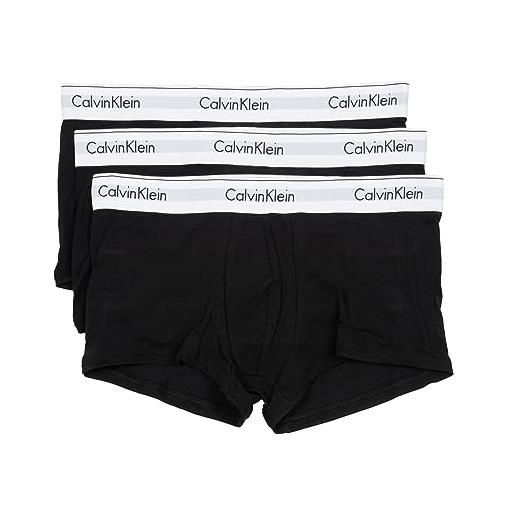 Calvin Klein boxer uomo confezione da 3 low rise trunks cotone elasticizzato, nero (black, black, black), l