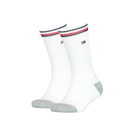 Tommy Hilfiger crew, calzini unisex - bambini e ragazzi, bianco, 39-42